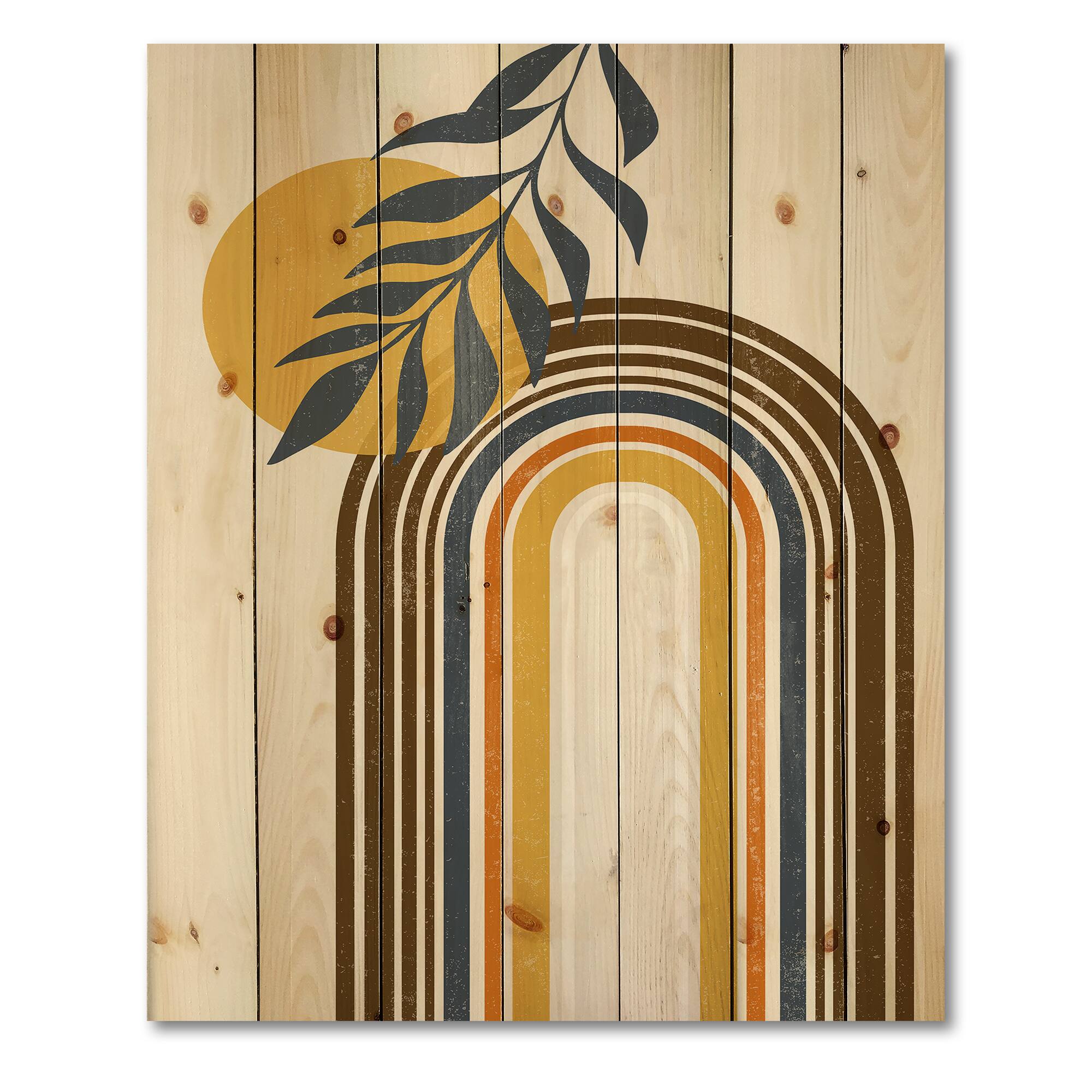 Designart - Abstract Sun Moon Leaves II